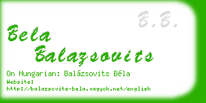 bela balazsovits business card